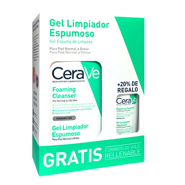 Cerave Gel Limpiador Espumoso Piel Grasa 473 ml + Regalo  Locion Hidratante 88 ml