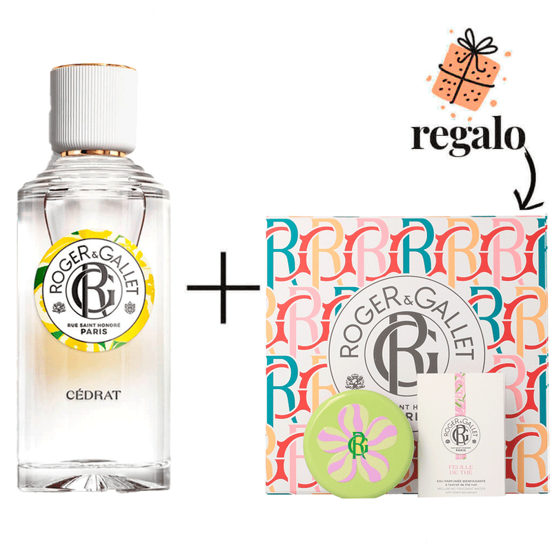 Roger & Gallet Cedrat Colonia 100 ml + Regalo Jabonera, Cofre y Agua Perfumada Feulle de The 1.2 ml