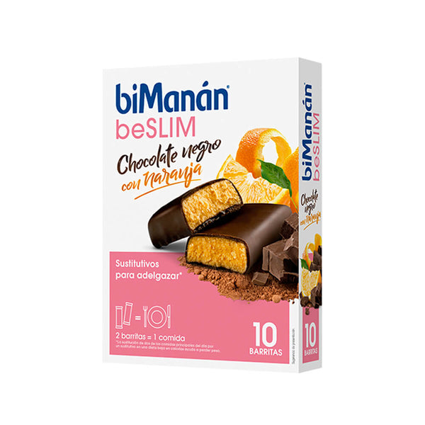 Bimanán Beslim Barritas Chocolate Negro con Naranja 10 Unidades