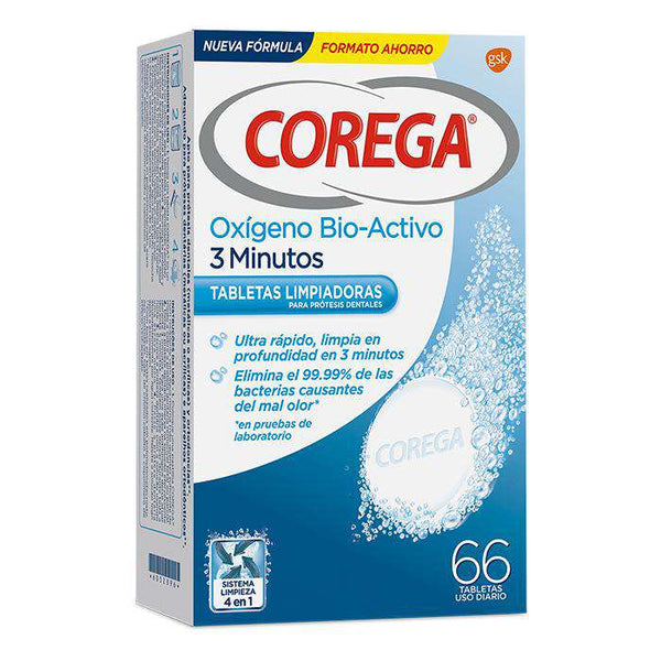 Corega Oxigeno 3 Min Limpieza Prótesis 66 Tablet