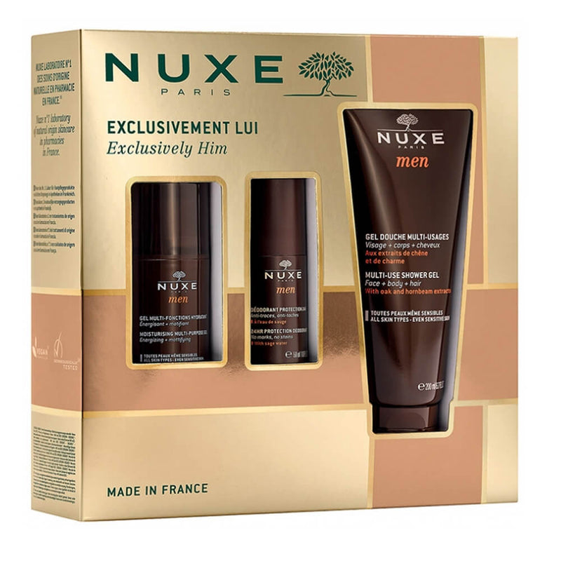 Nuxe Men Exclusivement Lui Gel 50 ml + Desodorante + Gel Ducha 200 ml Pack