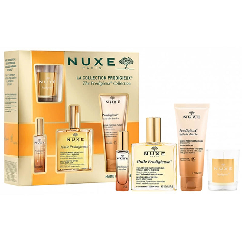 Nuxe La Collection Prodigieux Huile 100 ml + Aceite Ducha 100 ml + Perfume 15 ml + Vela Pack