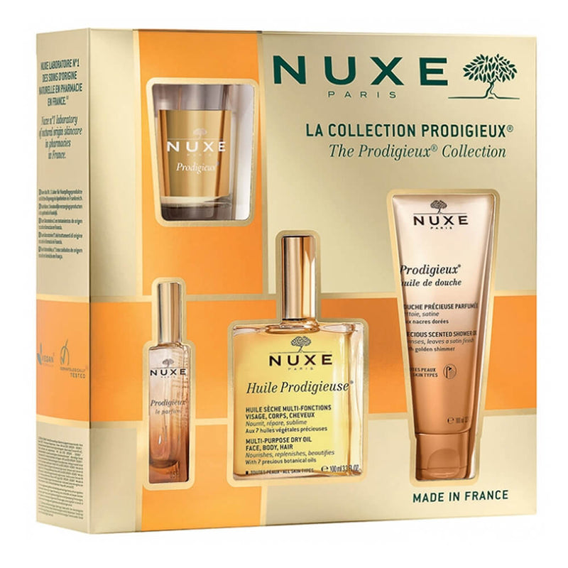 Nuxe La Collection Prodigieux Huile 100 ml + Aceite Ducha 100 ml + Perfume 15 ml + Vela Pack