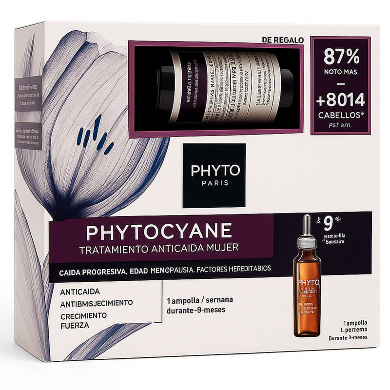 Phyto Phytocyane Tto Anticaída Mujer Caída Progresiva 12 Ampollas + Regalo Champú 100 ml