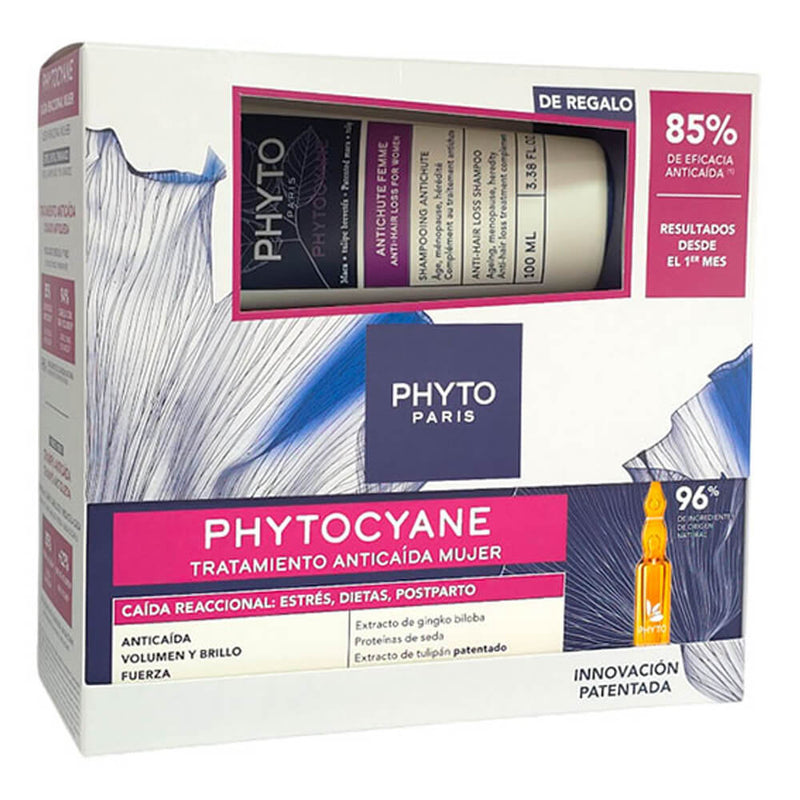 Phyto Phytocyane Tto Anticaida Mujer Caída Reaccional 12 Ampollas + Regalo Champú 100 ml