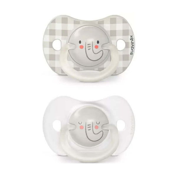 Suavinex Chupete Silicona Sxpro Anatomico Noche Gris Claro Vichy 6-18M 2 Unidades 196614