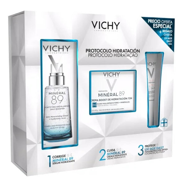 Vichy Mineral 89 Concentrado 50 ml + Crema Boost Ligera 50 ml + Capital Soleil Uv Daily 15 ml Pack