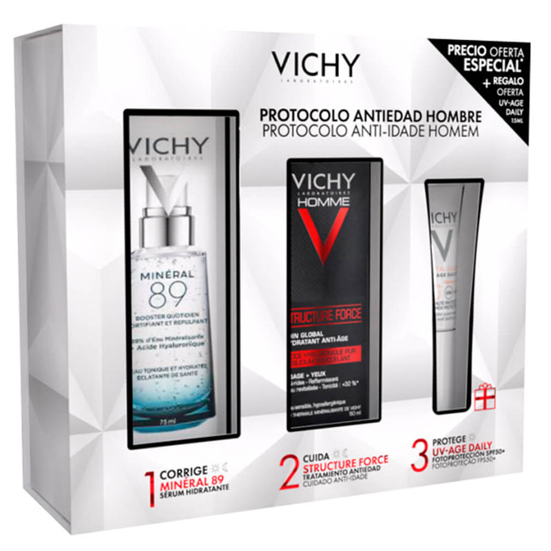 Vichy Homme Mineral 89 50 Ml + Structure Force + Capital Soleil Uv Daily 15 ml Pack