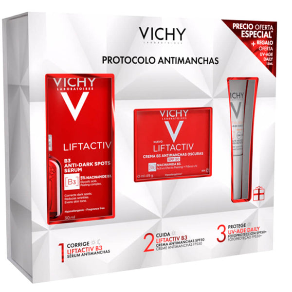 Vichy Liftactiv Serum B3 30 ml + Crema B3 Antimanchas Oscuras 50 ml + Capital Soleil Uv Daily 15 ml Pack