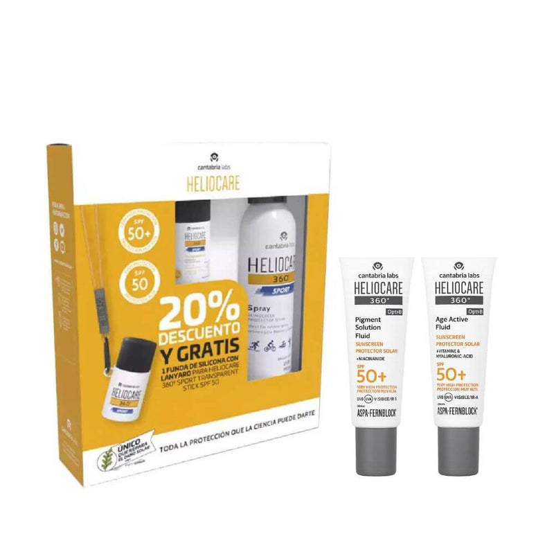 Cantabria Heliocare 360º  Spf 50 Sport Spray 100 ml + Stick 25 gr  + Regalo Protector Age Fluid y Pigment Fluid 3 ml