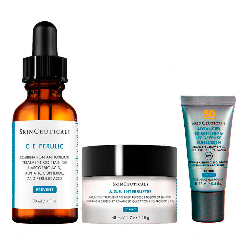 Rutina Skinceuticals Ce Ferulic Sérum 30 Ml + Skinceuticals Age Interrupter Advanced 48 Ml + Solar Advance Brightening Pack