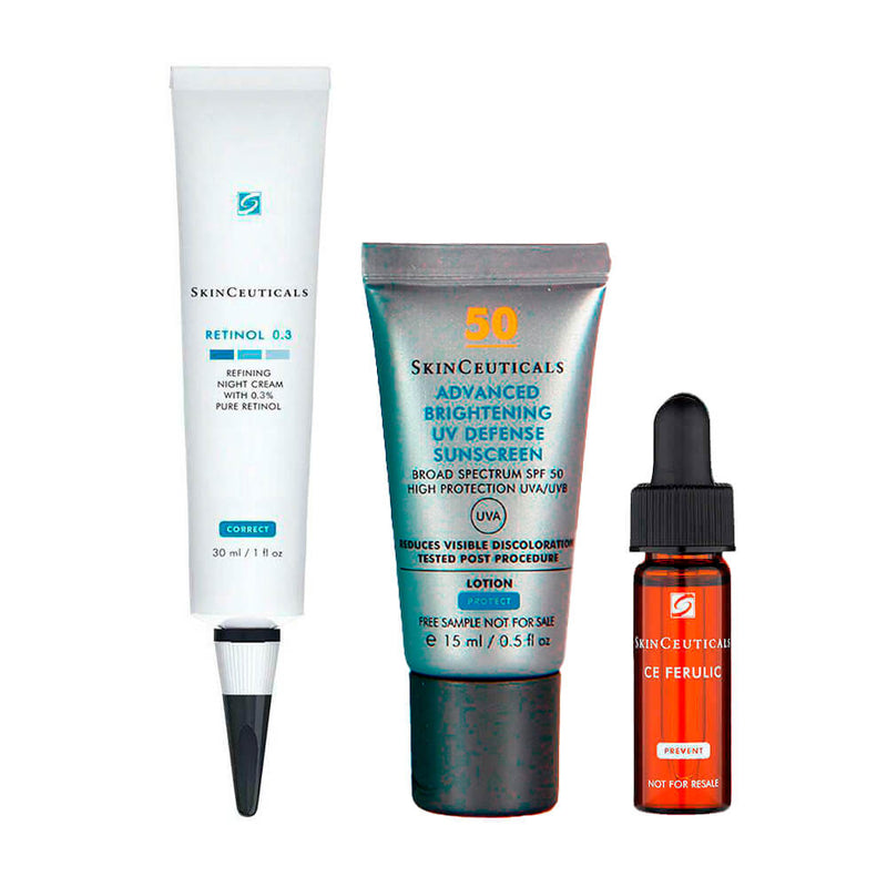 Rutina Skinceuticals Retinol 0.3 Tratamiento 30 ml + Solar Advance Brightening 15 ml + Skinceuticals Ce Ferulic Sérum 4 ml Pack