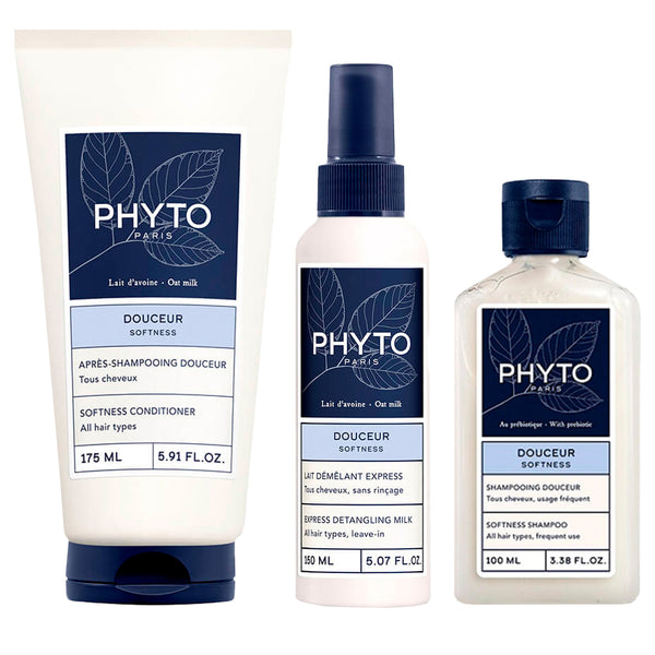 Phyto Suavidad Acondicionador Suavidad 175 ml + Phyto Suavidad Leche Desenredante Expres 150 ml + Regalo Champú Douceur 100 ml Pack