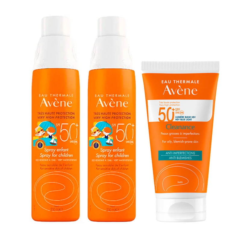 Rutina Avene Solar Spf50+ Spray Niños 200 ml Duplo + Avene Solar Spf50+ Cleanance 50 ml