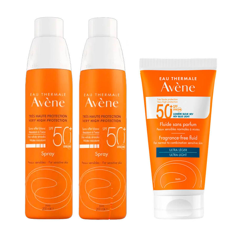 Rutina Avene Solar Spf50+ Spray 200 ml Duplo + Avene Solar Spf50+ Fluido Sin Perfume 50 ml