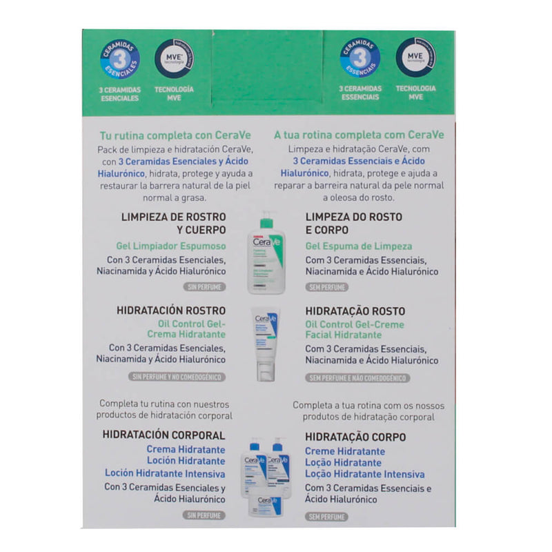 Cerave Gel Crema Hidratante Oíl Control 52 ml + Cerave Gel Limpiador Espumoso 473 ml Pack Precio Especial