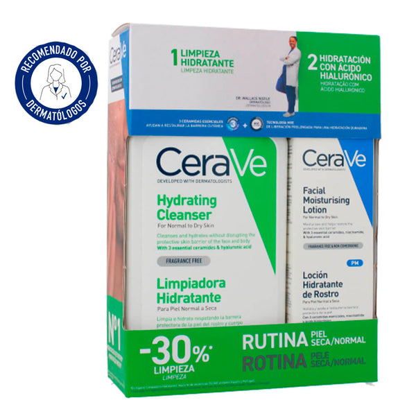 Cerave Loción Hidratante Facial Spf30 52 ml + Cerave Limpiadora Hidratante 473 ml Pack Precio Especial