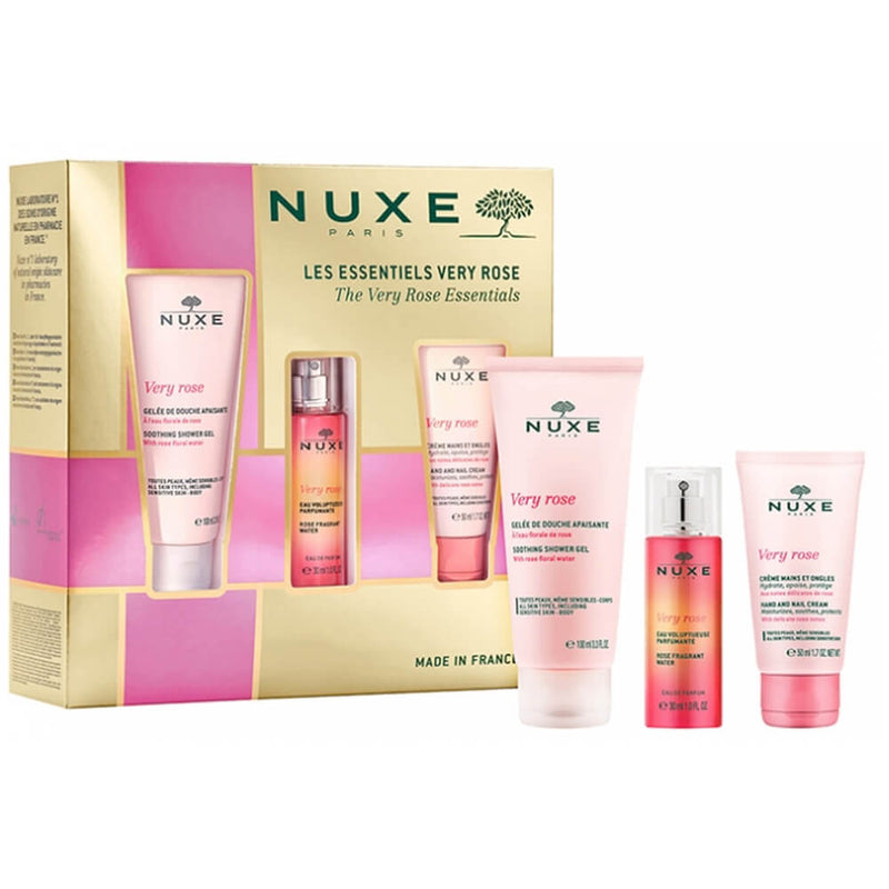 Nuxe Les Essentiels Very Rose Gel Ducha 100 ml + Agua Perfumada 30 ml + Crema Manos 50 ml Pack