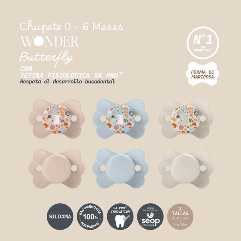 Suavinex Chupete Silicona Sxpro Fisiológico Premium Couture Azul Estampado 0-6M 1 Unidad 162097