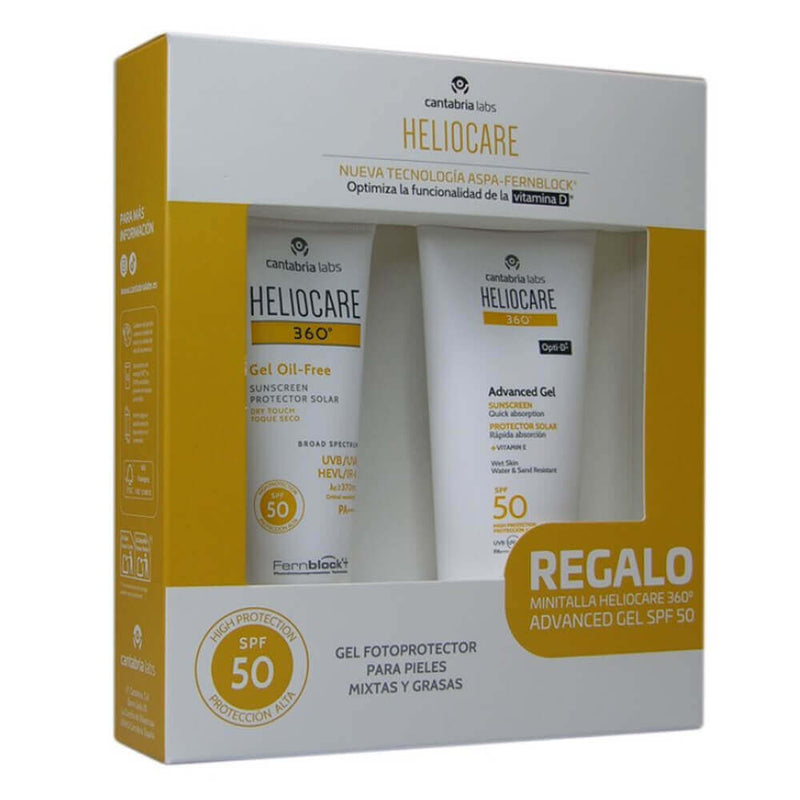 Cantabria Heliocare 360º Spf50 Gel Oil Free 50 ml + Regalo Heliocare  Advanced Gel  Spf50 100 ml  + Regalo Protector Age Fluid y Pigment Fluid 3 ml