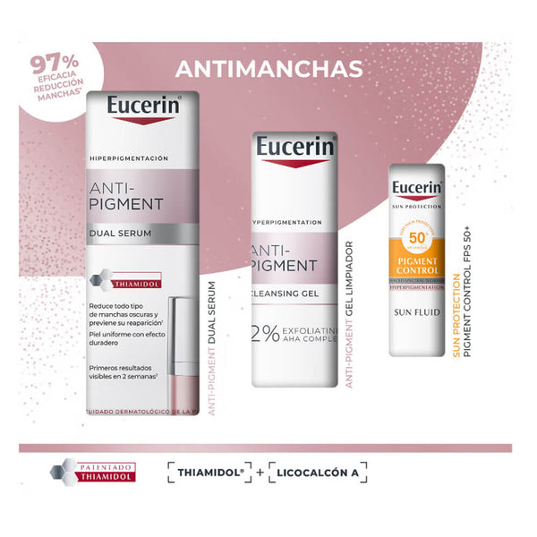Eucerin Antipigment Dual Sérum 30 ml + Regalo Gel Limpiador 20 ml y Pigment Control spf50+ 7 ml Pack