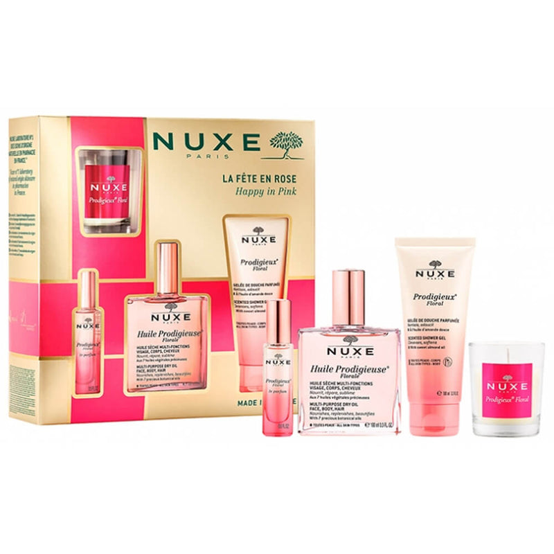 Nuxe La Fete en Rose Huile Flórale 100 ml + Gel Ducha + Perfume + Vela Pack