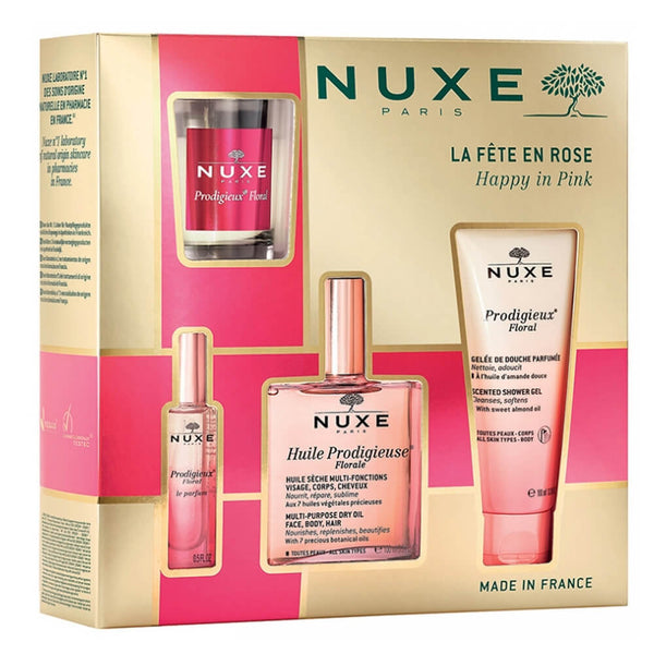 Nuxe La Fete en Rose Huile Flórale 100 ml + Gel Ducha + Perfume + Vela Pack