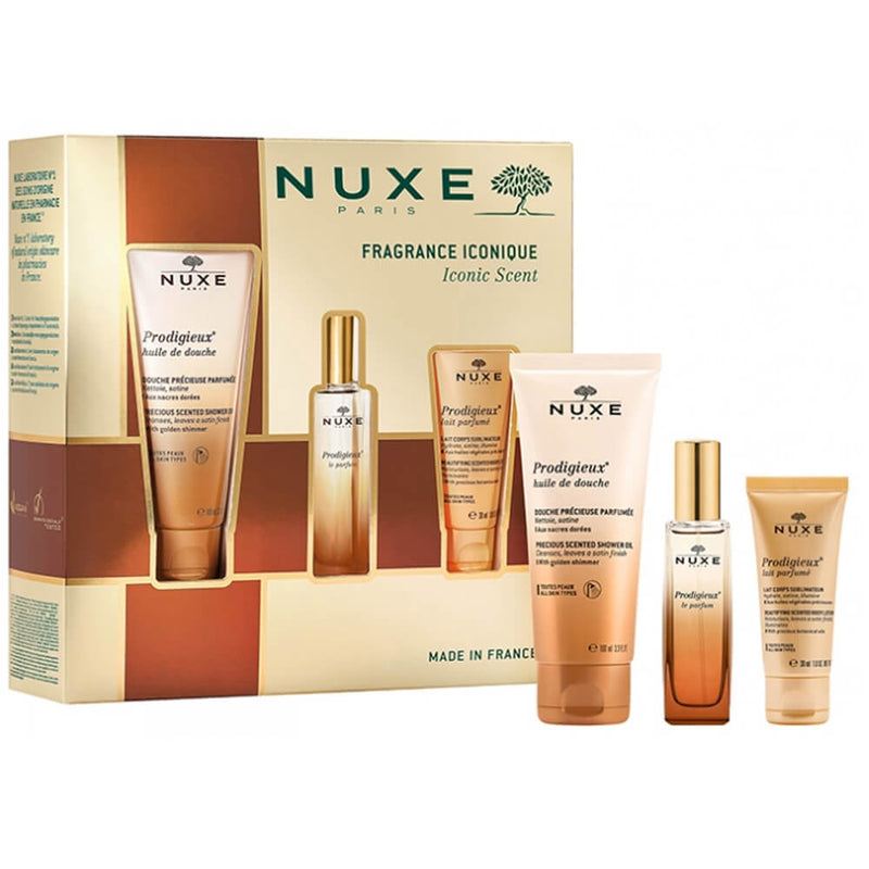 Nuxe Fragance Iconique Prodigieux Huile Douche 100 ml +Perfume 30 ml + Leche Corporal 30 ml