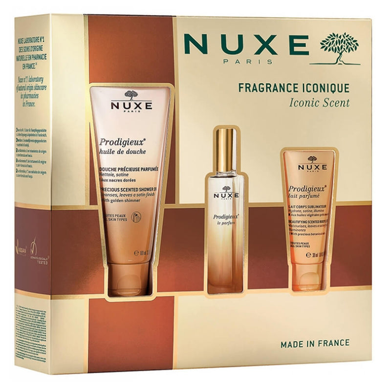 Nuxe Fragance Iconique Prodigieux Huile Douche 100 ml +Perfume 30 ml + Leche Corporal 30 ml