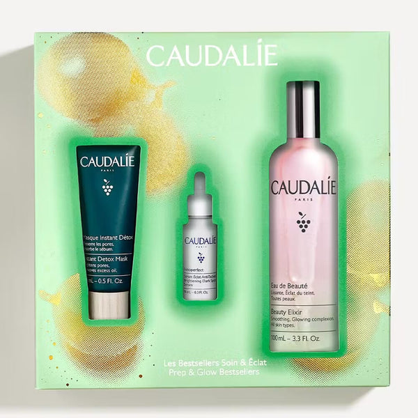 Caudalie Agua De Belleza 100 ml Edición Limitada + Mascarilla Détox 15 ml + Vinooperfect Sérum 10 ml Pack