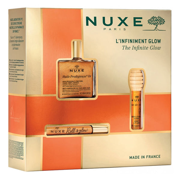 Nuxe L'Infiniment Glow Huile Or 50 ml + Roll&Glow Or 8 ml+ Labial Miel 10 ml Pack