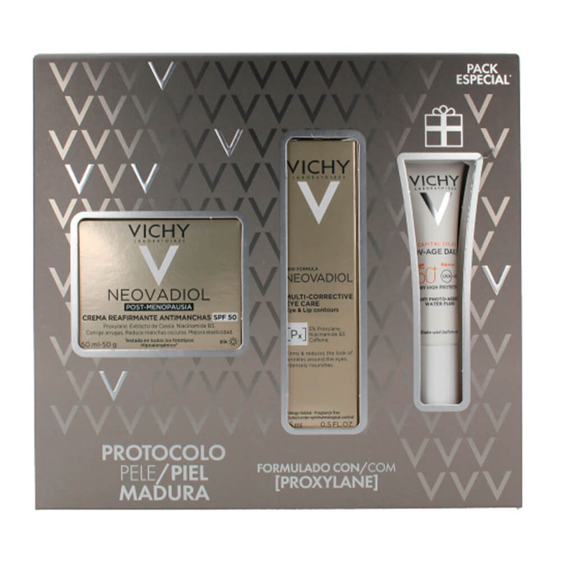 Vichy Neovadiol Crema Post-Menopausia Reafirmante Antimanchas Spf 50 50 Ml + Neovaciol Contorno Ojos-Labios 15 Ml + Capital Soleil Spf50+ Age Fluido Pack