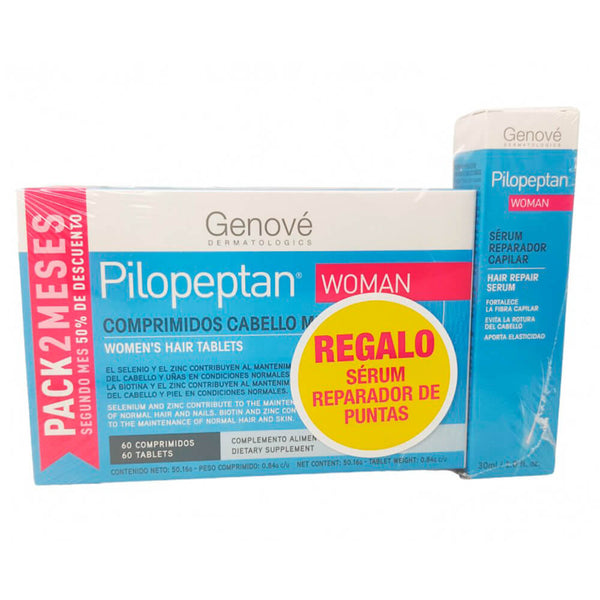 Pilopeptan Woman 60 Comprimidos + Regalo Sérum Reparador De Puntas 30 ml
