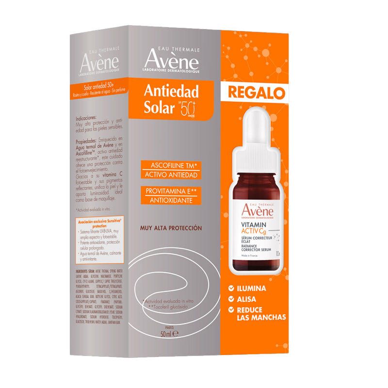 Avene Solar Spf50+ Crema Antiedad 50 ml + Regalo Minisérum Vitamin Activ Cg 10 ml