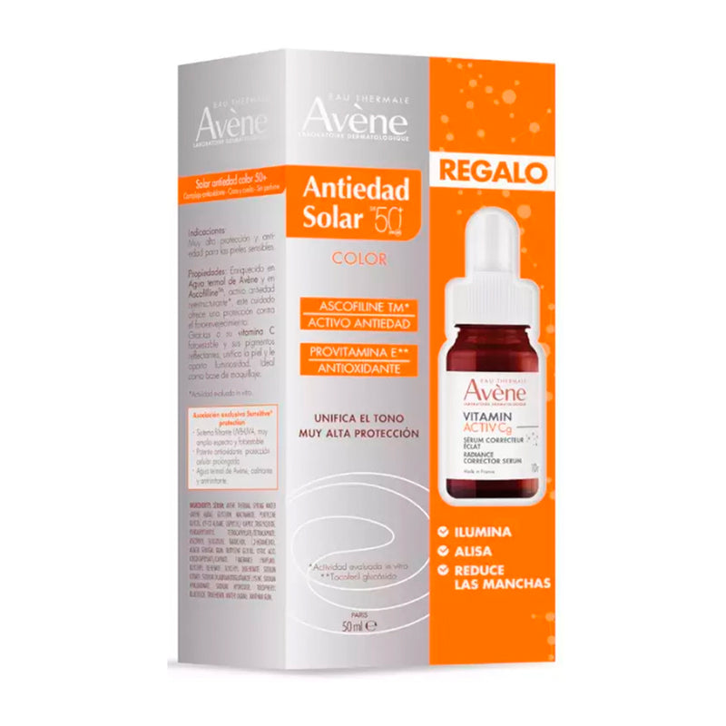 Avene Solar Spf50+ Crema Antiedad Color 50 ml + Regalo Minisérum Vitamin Activ Cg 10 ml