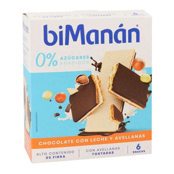 Bimanan Snack Barquillo Chocolate Con Leche Y Avellanas 6 Unidades