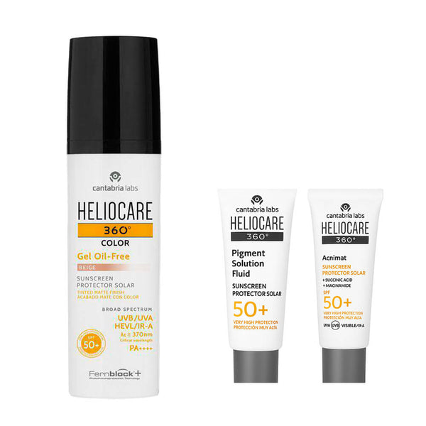 Heliocare 360° Spf 50+ Gel Oil-Free Beige 50 ml + Regalo Pigment Fluid 3 ml y Acnimat Spf50+ 5 ml