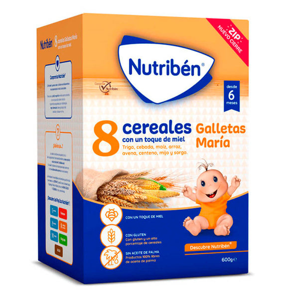 Nutribén Papilla 8 Cereales Miel Galletas María 600 gr