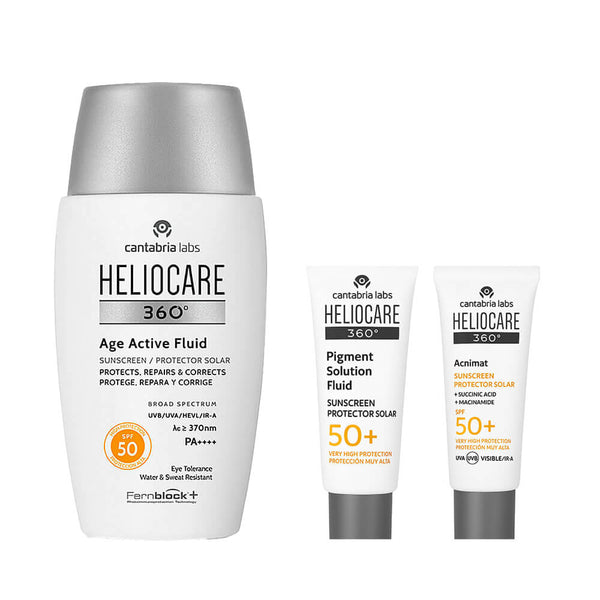 Heliocare 360° Spf 50+ Age Active Fluid 50 ml + Regalo Pigment Fluid 3 ml y Acnimat Spf50+ 5 ml