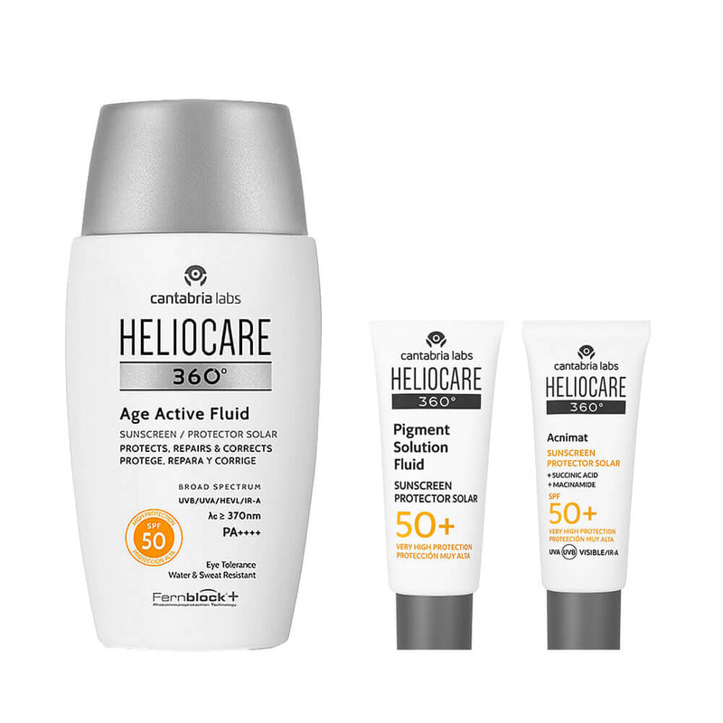 Heliocare 360° Spf 50+ Age Active Fluid 50 ml + Regalo Pigment Fluid 3 ml y Acnimat Spf50+ 5 ml