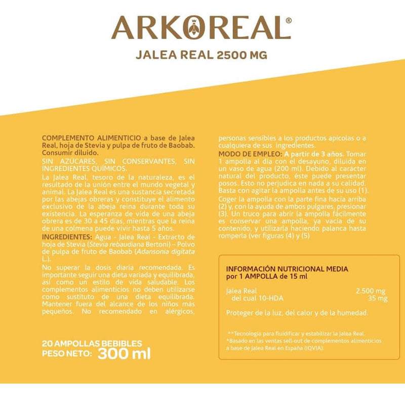 Arkoreal Jalea Real Inmunidad Sin Azucares 20 Ampollas 15 ml