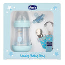 Chicco Set Regalo Lovely Baby Boy Perfect5 Biberon + Chupete Azul + Cadenita