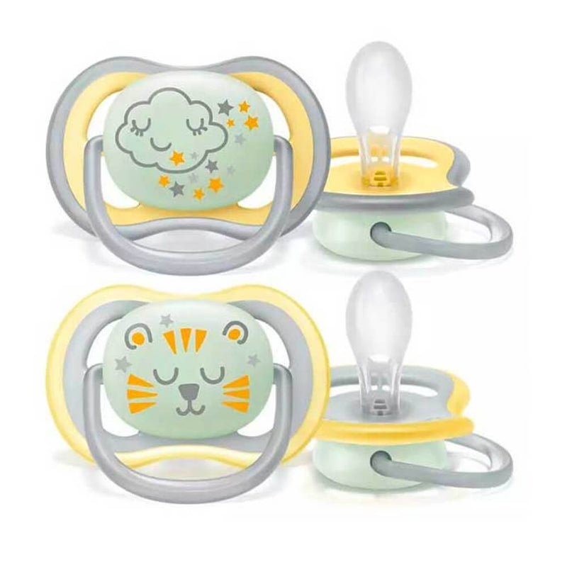 Philips Avent Chupete Ultra Air Neutro Gatito Nube Noche +18 M 2 Unidades