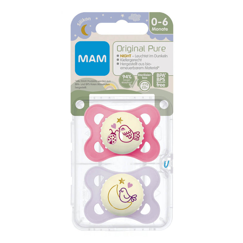 Mam Chupete Original Pure Night 2-6 M 2 Unidades Rosa