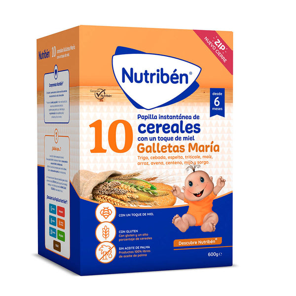 Nutriben Papilla 10 Cereales Miel Galletas Maria 600 gr