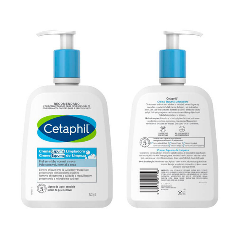 Cetaphil Crema Espuma Limpiadora 473 ml+ Regalo Gel Corporal 30 ml