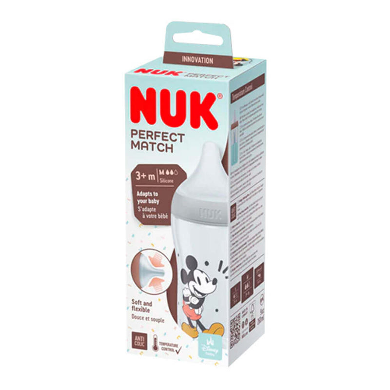 Nuk Biberón Pp Silicona Perfect Match Flujo M  Mickey Gris  260 ml