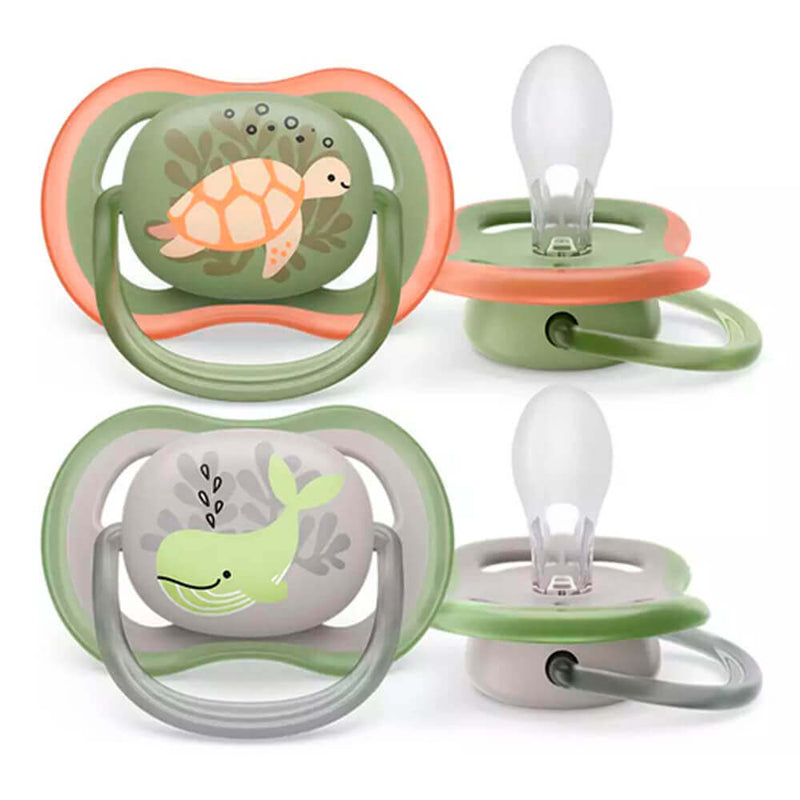 Philips Avent Chupete Silicona Ultra Air Ballena Tortuga Niño 6-18M 2 Unidades