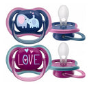 Philips Avent Chupete Ultra Air Elefante/Love Niña +18M 2 Unidades