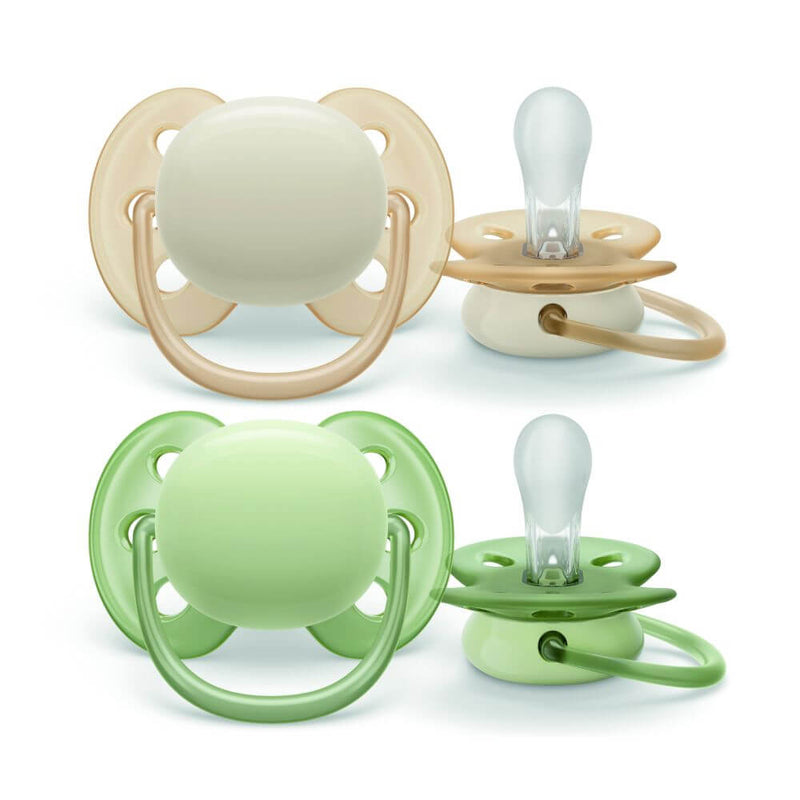 Philips Avent Chupete Ultra Soft Crema/Verde  Niño 0-6M 2 Unidades